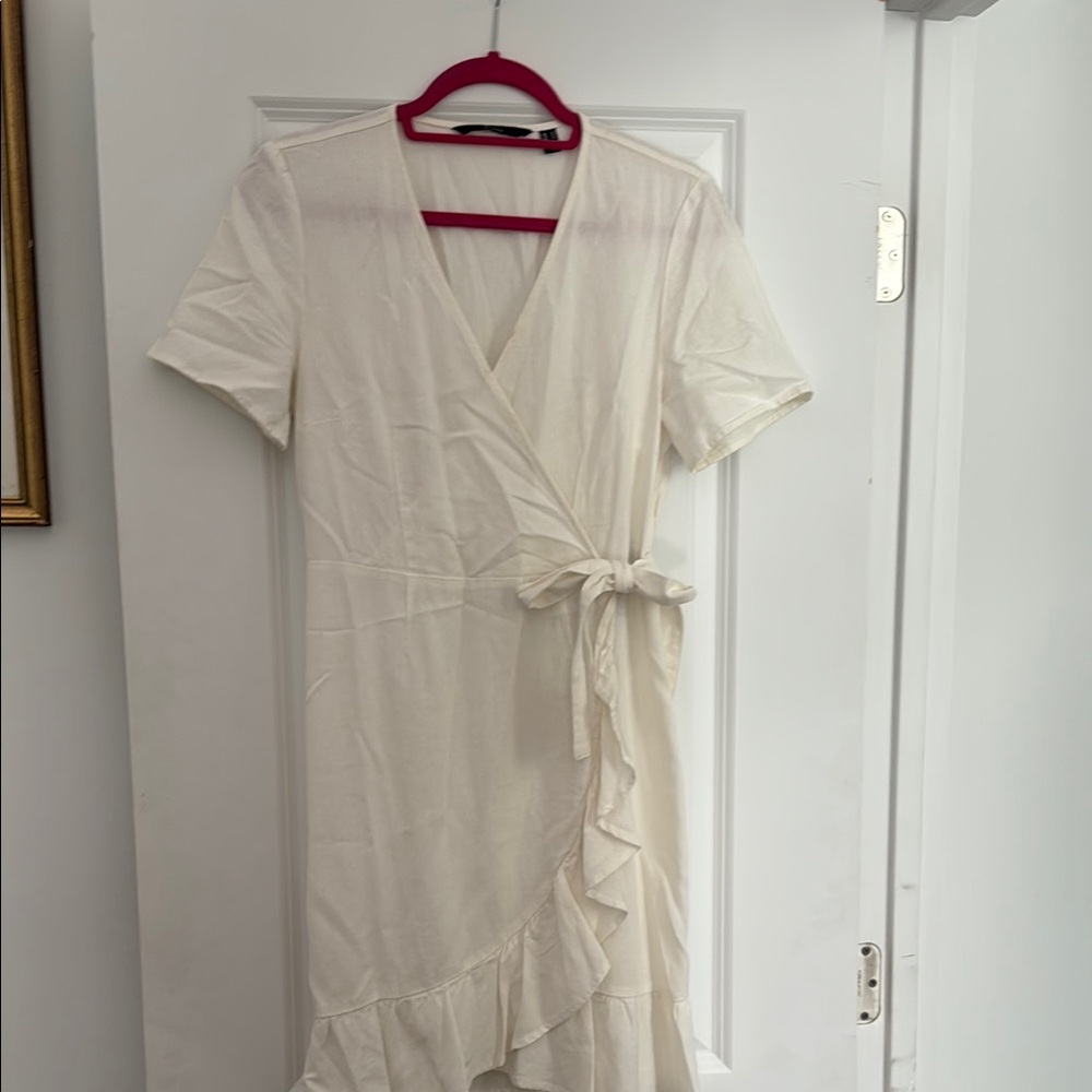 Vero Moda Ivory Faux Wrap Mini Dress